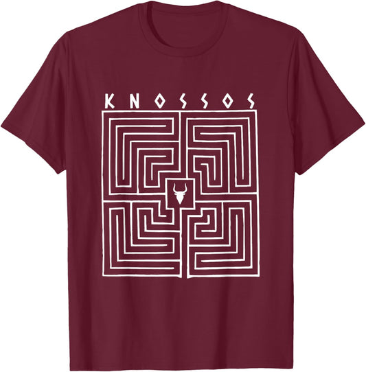 Knossos Labyrinth Minotaur Ancient Minoan Crete Greece T-Shirt - T-Shirt | Maroon