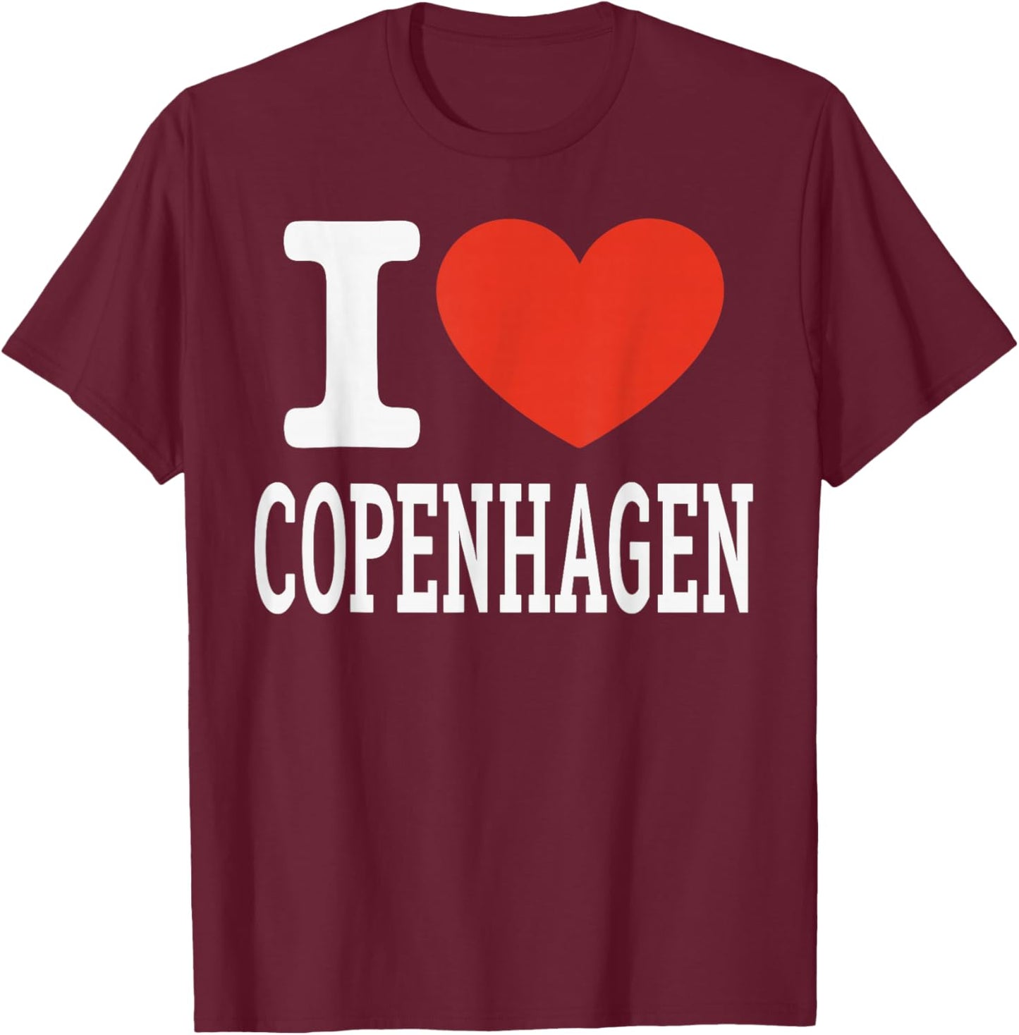 I Love Copenhagen City Heart Graphic Souvenir Voyage T-Shirt - T-Shirt | Maroon