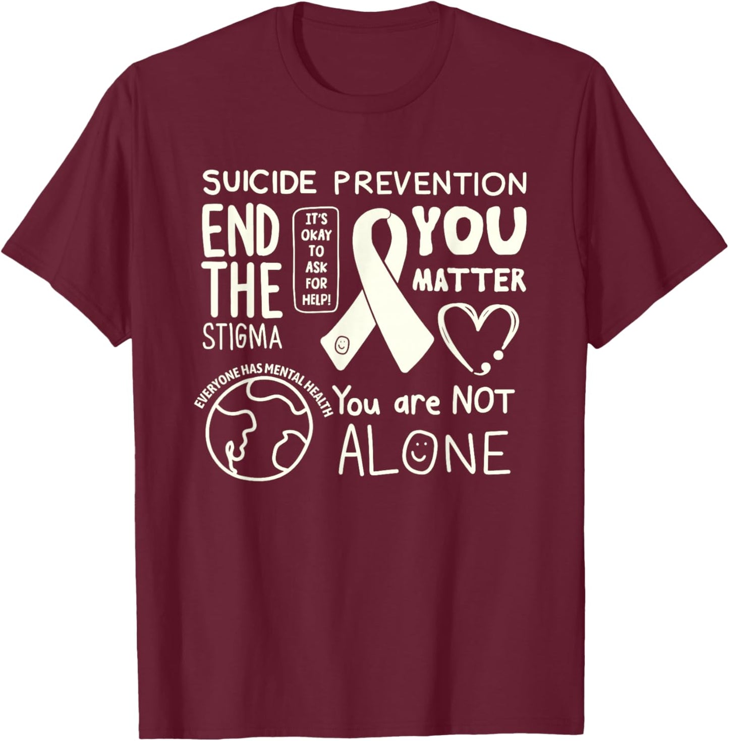 Original Happiness Project Sucide Prevention T-Shirt - T-Shirt | Maroon
