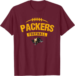 Colquitt County Packers Logo Football Distressed HS T-Shirt - T-Shirt | Maroon