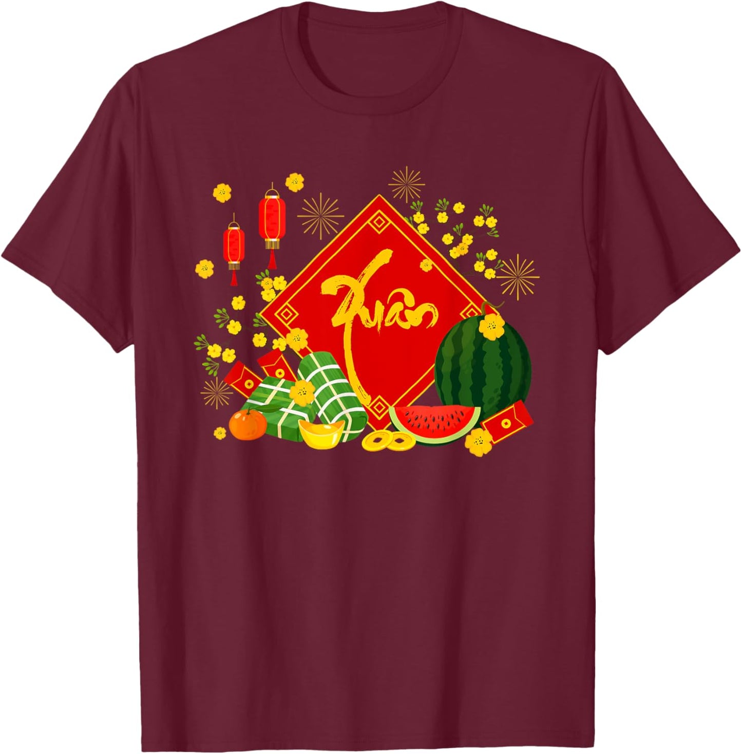 Happy Vietnamese Lunar New Year Xuan Spring Tet Holiday T-Shirt - T-Shirt | Maroon