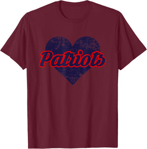 Binghamton Patriots Over Heart T-Shirt - T-Shirt | Maroon