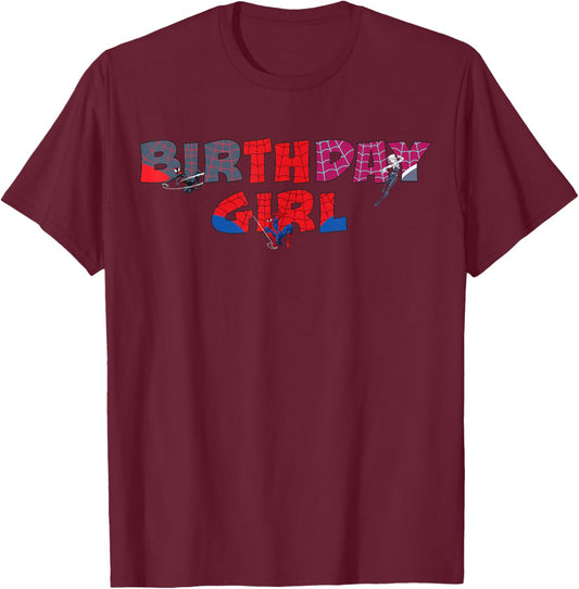Marvel Spider-Man Birthday Girl Team Spidey Party T-Shirt - T-Shirt | Maroon