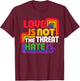 Love is Not The Threat Hate is Rainbow LGBTQ Pride T-Shirt - T-Shirt | Maroon