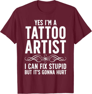 Funny Tattoo Artist Art Women Tattooer Tattoo Artist T-Shirt - T-Shirt | Maroon