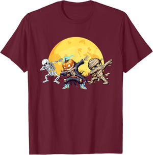 Dabbing Skeleton Mummy Spooky Squad Men Kids Boys Halloween T-Shirt - T-Shirt | Maroon