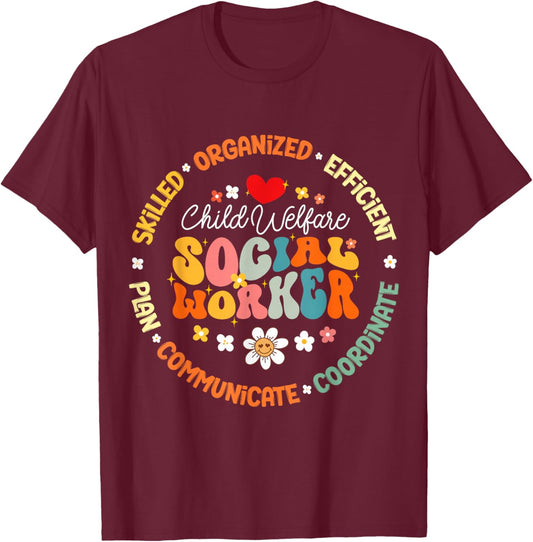 Child Welfare Social Worker Appreciation Week Back School T-Shirt - T-Shirt | Maroon