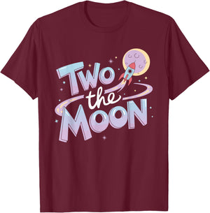 Two The Moon 2nd Birthday Girl Boy 2 Year Old Toddler T-Shirt - T-Shirt | Maroon