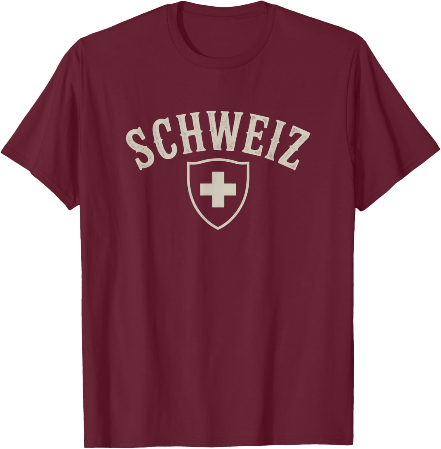 Schweiz Vintage Shield Swiss Heritage Pride T-Shirt - T-Shirt | Maroon