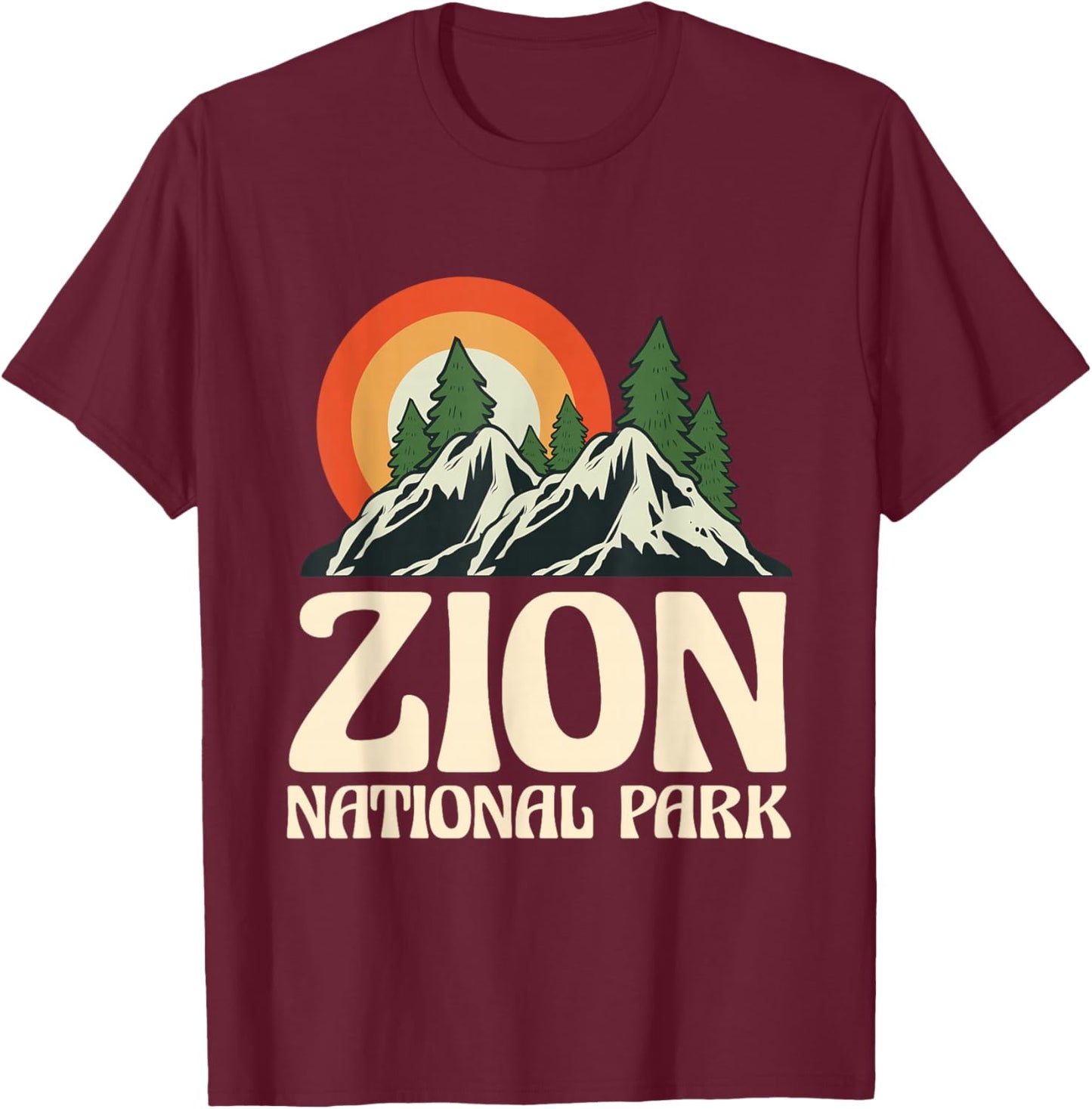 Zion National Park Souvenir Outdoors Hiking T-Shirt - T-Shirt | Maroon