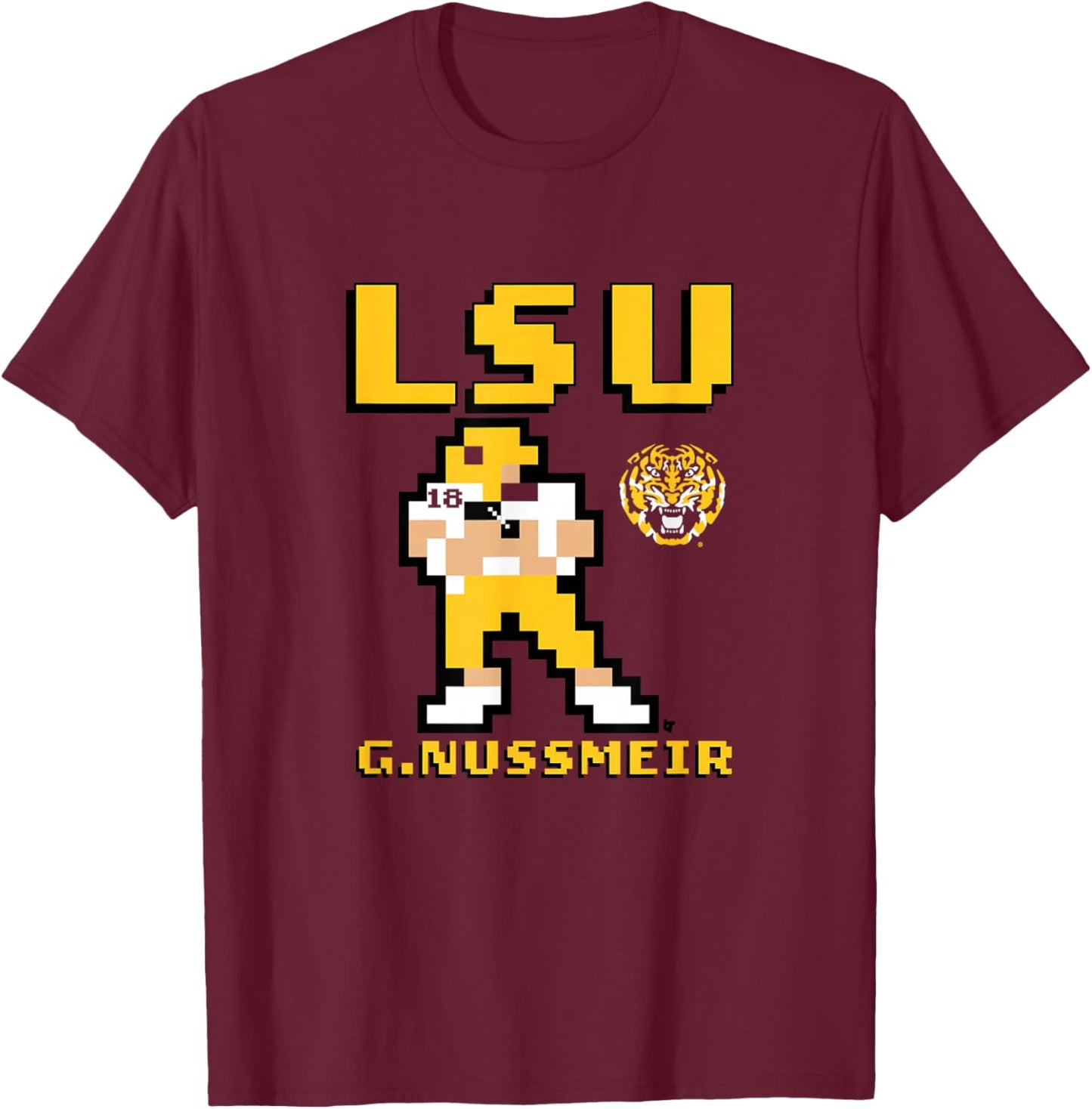 Garrett Nussmeier - Retro Baller - LSU Tigers Football T-Shirt - T-Shirt | Maroon