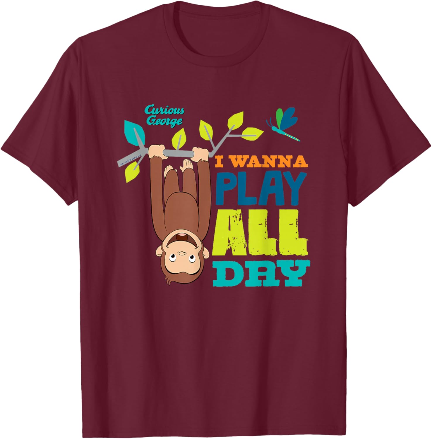 Curious George I Wanna Play All Day T-Shirt - T-Shirt | Maroon