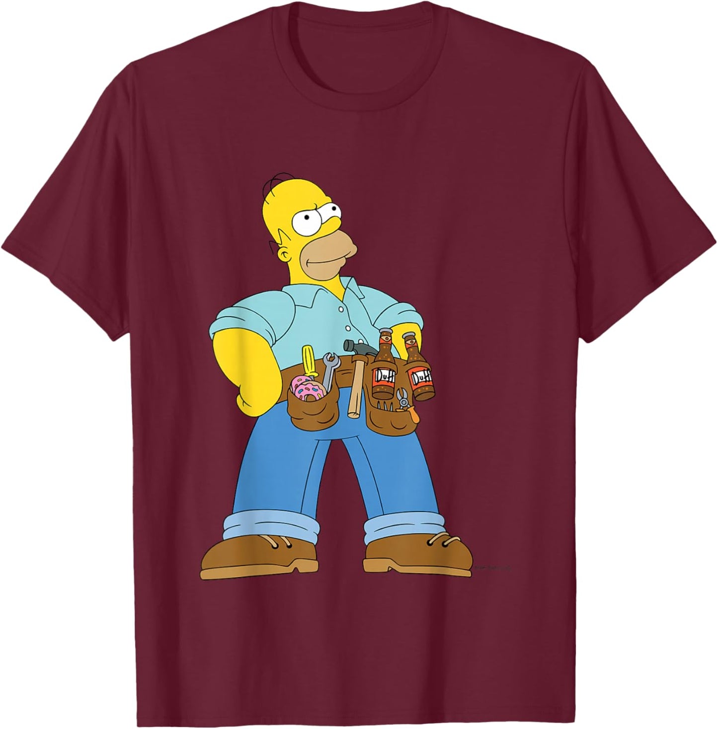 The Simpsons Duff & Donuts Handyman Homer T-Shirt - T-Shirt | Maroon