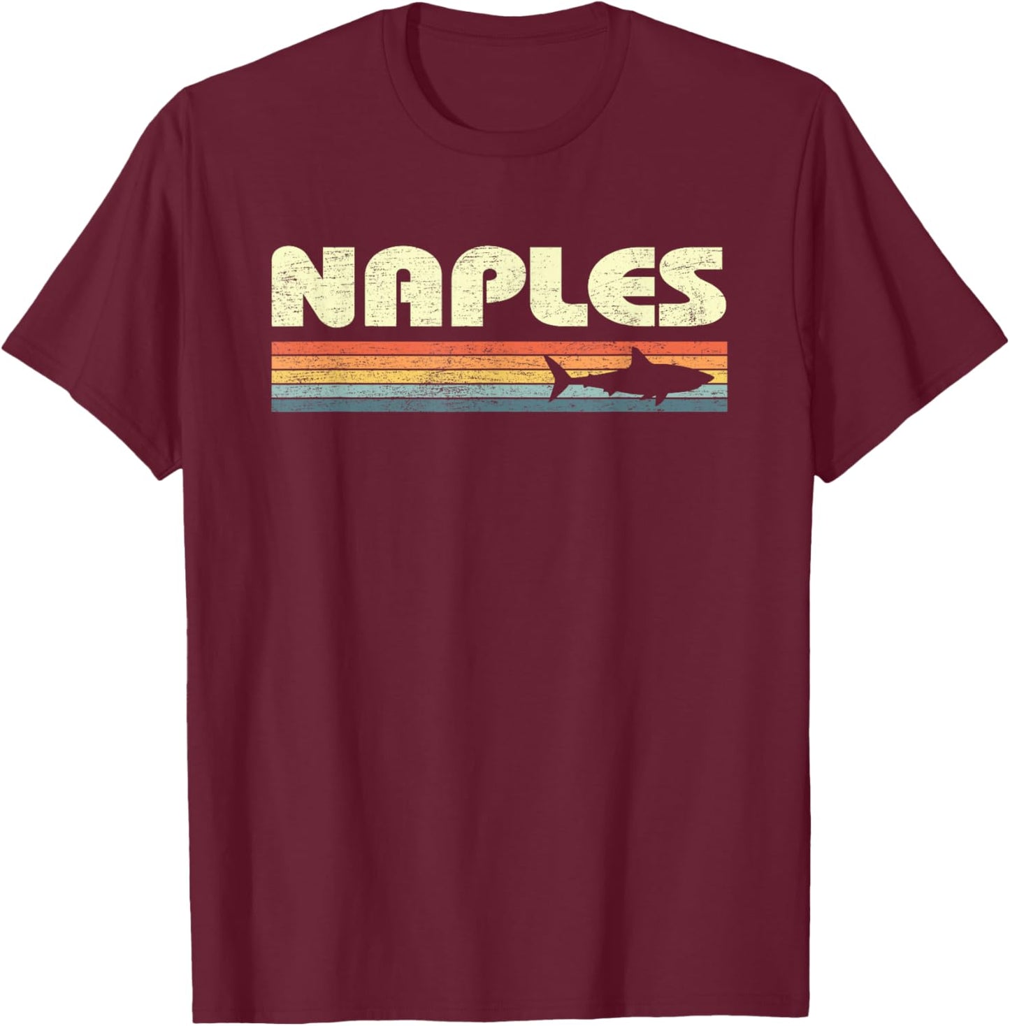Naples Florida Vintage Shark Souvenir T-Shirt - T-Shirt | Maroon