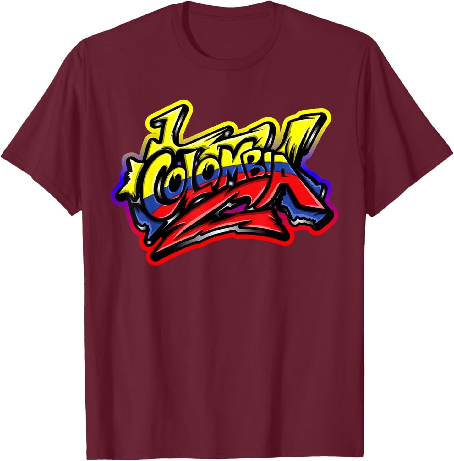 Colombian Urban Streetwear Y2K Street Art Graffiti Colombia T-Shirt - T-Shirt | Maroon