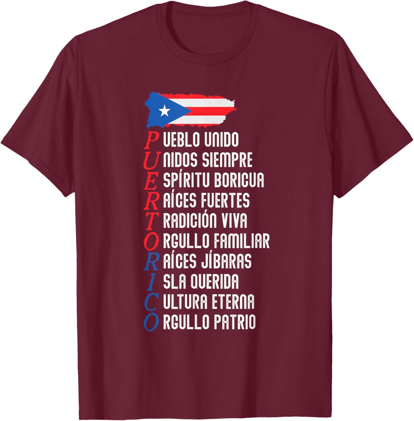 Puerto Rican Flag Puerto Rico Pride Cultural Artwork T-Shirt - T-Shirt | Maroon