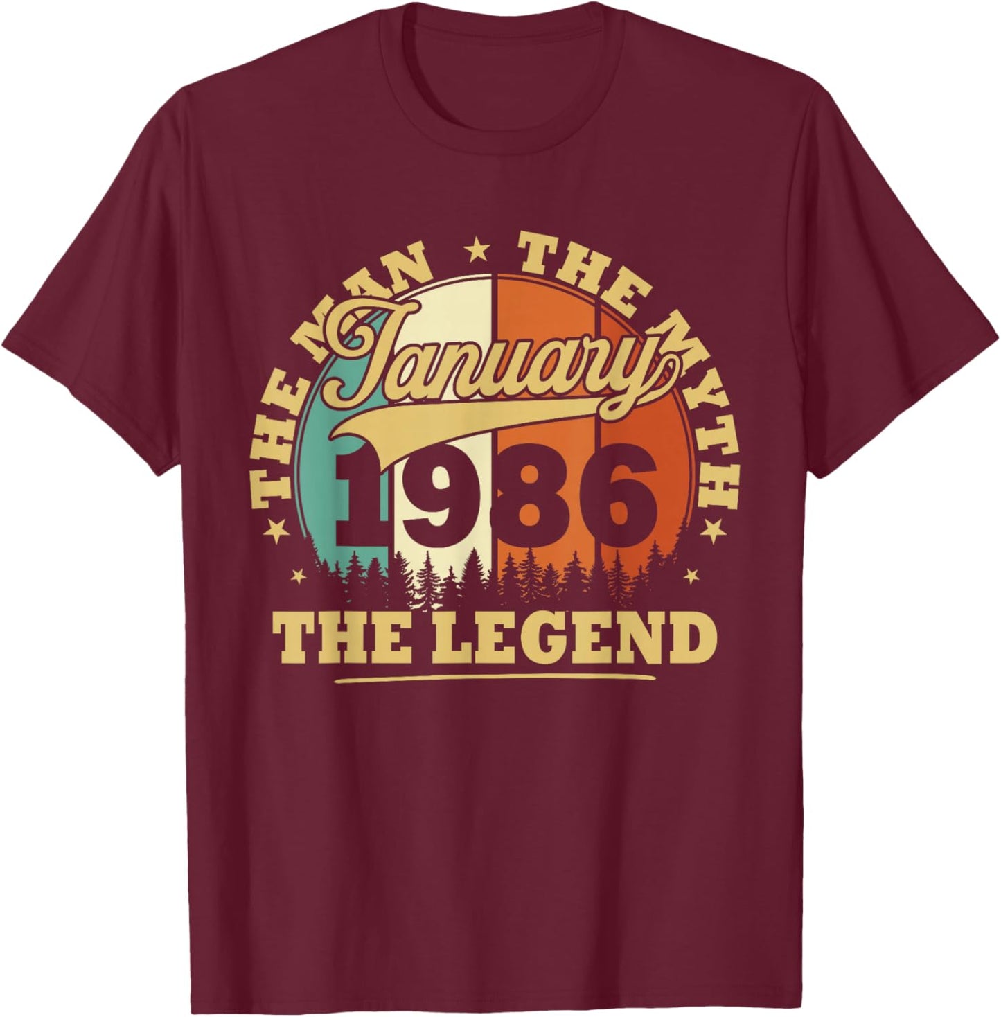 Humor Vintage 1986 January Gift 40 Years Birthday T-Shirt - T-Shirt | Maroon