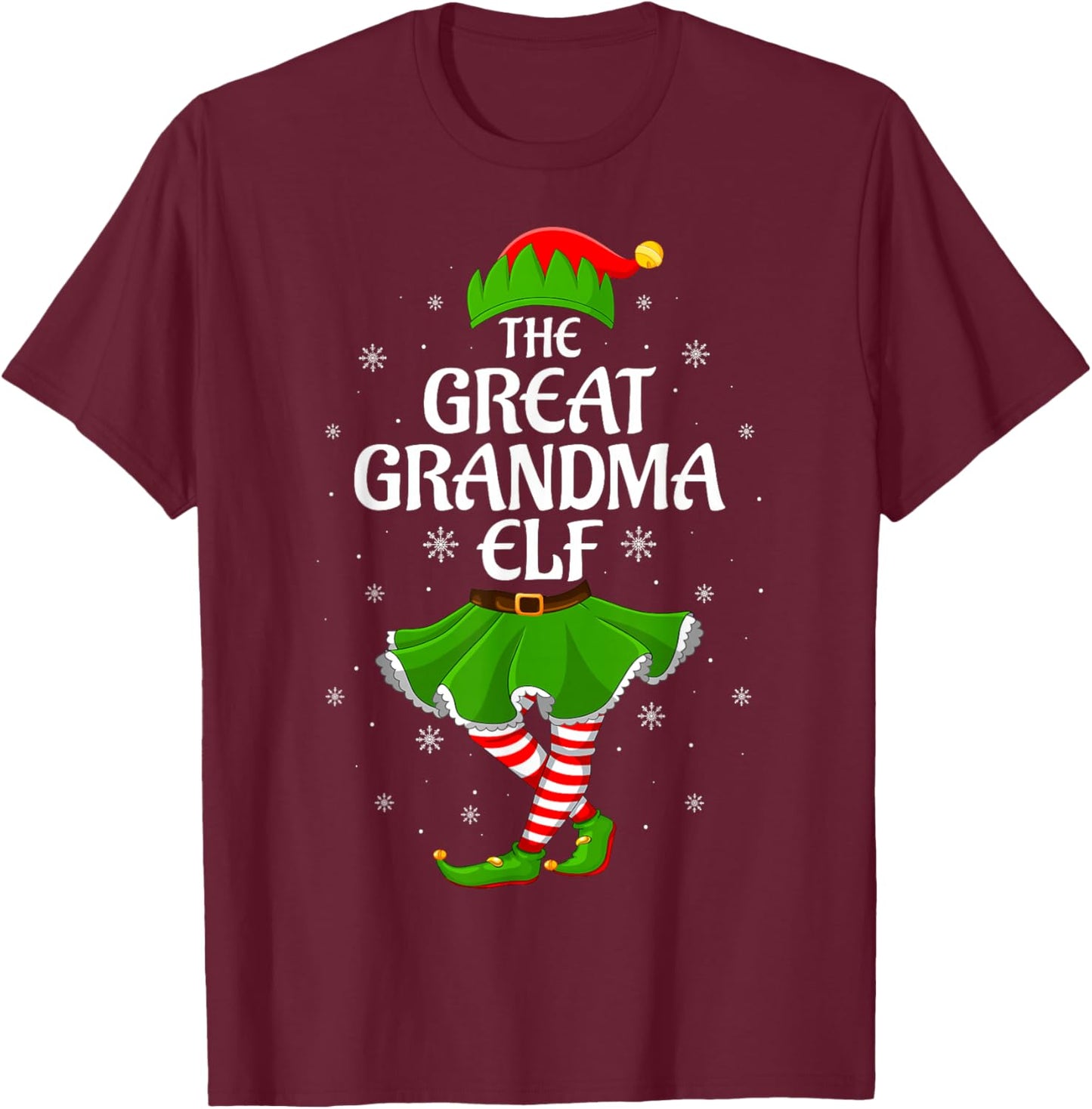 Great Grandma Elf Christmas Family Girls Women Elf Squad T-Shirt - T-Shirt | Maroon