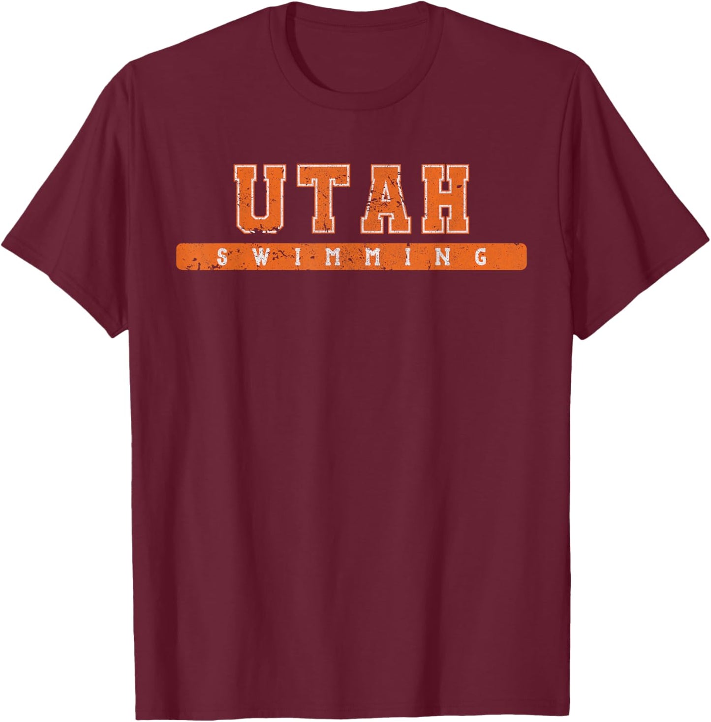 Utah Swimming Orange Vintage Text T-Shirt - T-Shirt | Maroon