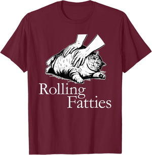 Rolling Fatties Cat Funny Cute Cat Lover Kitten Owner T-Shirt - T-Shirt | Maroon
