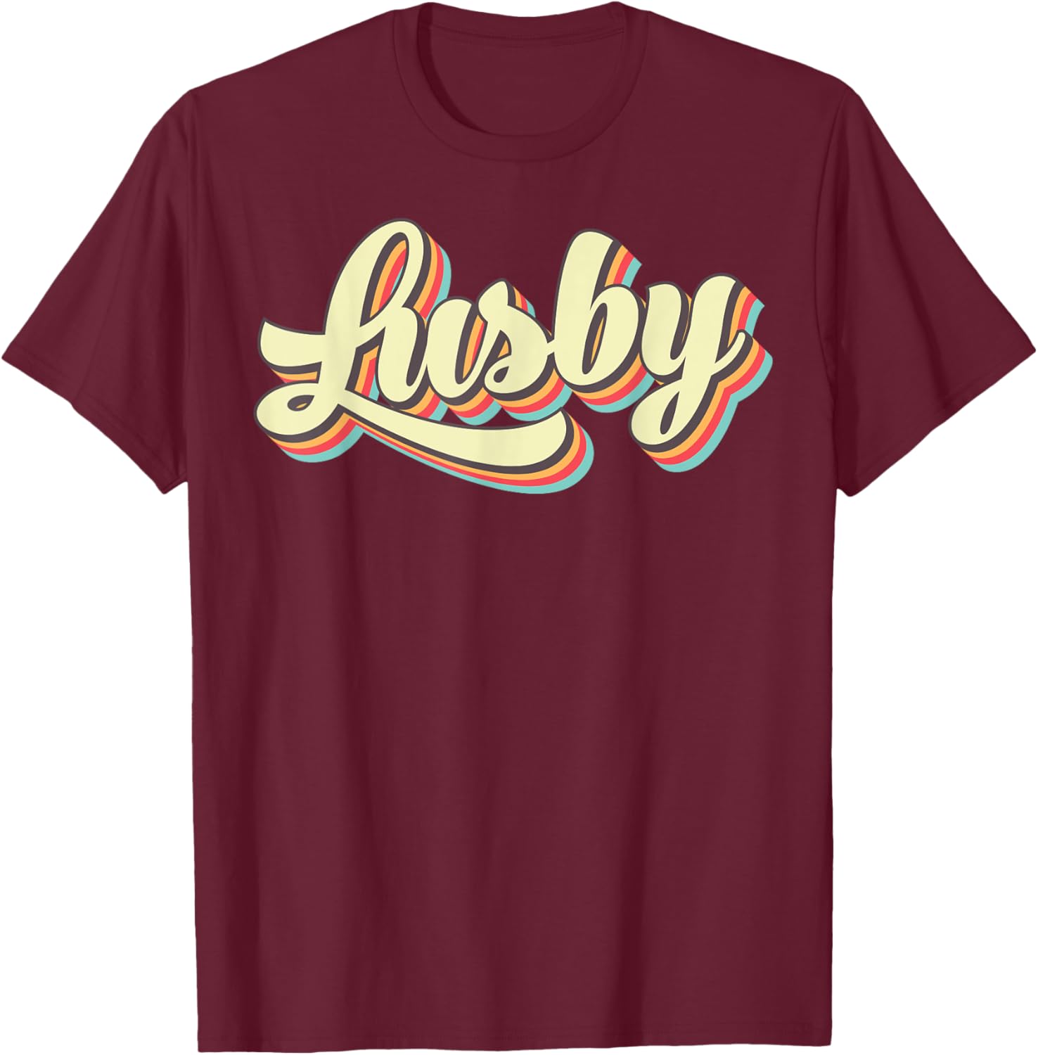 Lusby Retro Art Baseball Font Vintage T-Shirt - T-Shirt | Maroon