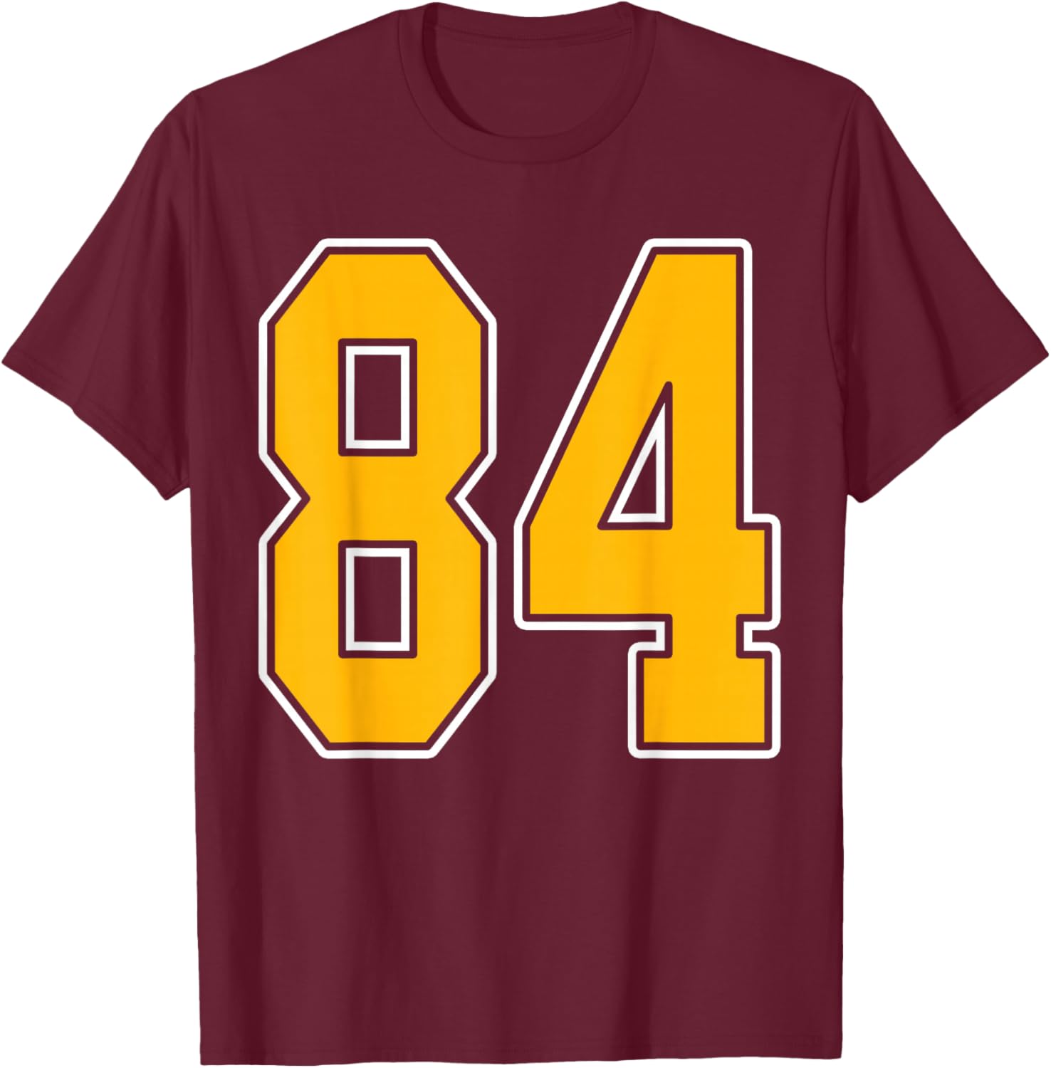 Gold and White Sports Number 84 Jersey Uniform Player T-Shirt - T-Shirt | Maroon