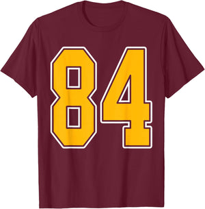 Gold and White Sports Number 84 Jersey Uniform Player T-Shirt - T-Shirt | Maroon