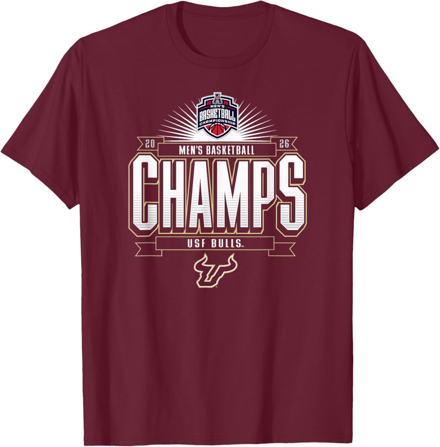 South Florida Bulls Men's Basketball AAC Champs 2026 T-Shirt - T-Shirt | Maroon