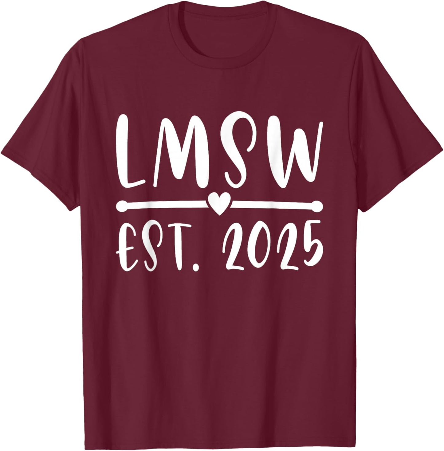 LMSW Est 2025 Licensed Master Social Worker MSW Month T-Shirt - T-Shirt | Maroon