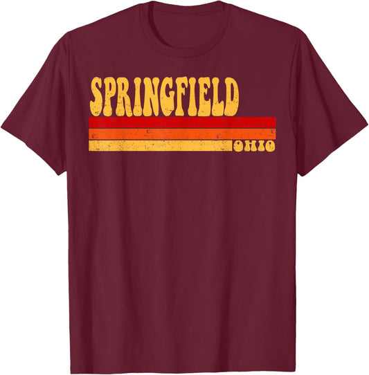 SPRINGFIELD Ohio City Vintage Roots Retro Design 70s 80s T-Shirt - T-Shirt | Maroon