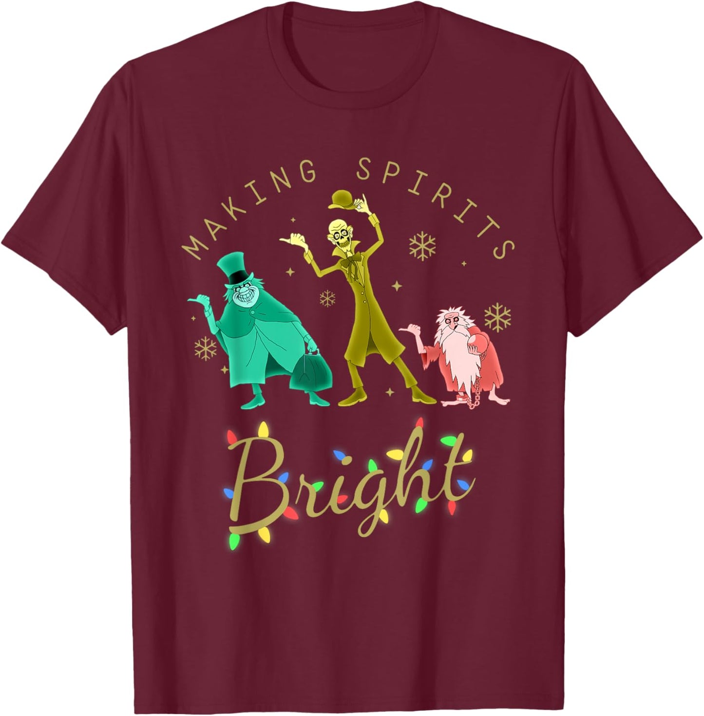 Making Spirits Bright Christmas Retro Groovy Christmas Ghost T-Shirt - T-Shirt | Maroon