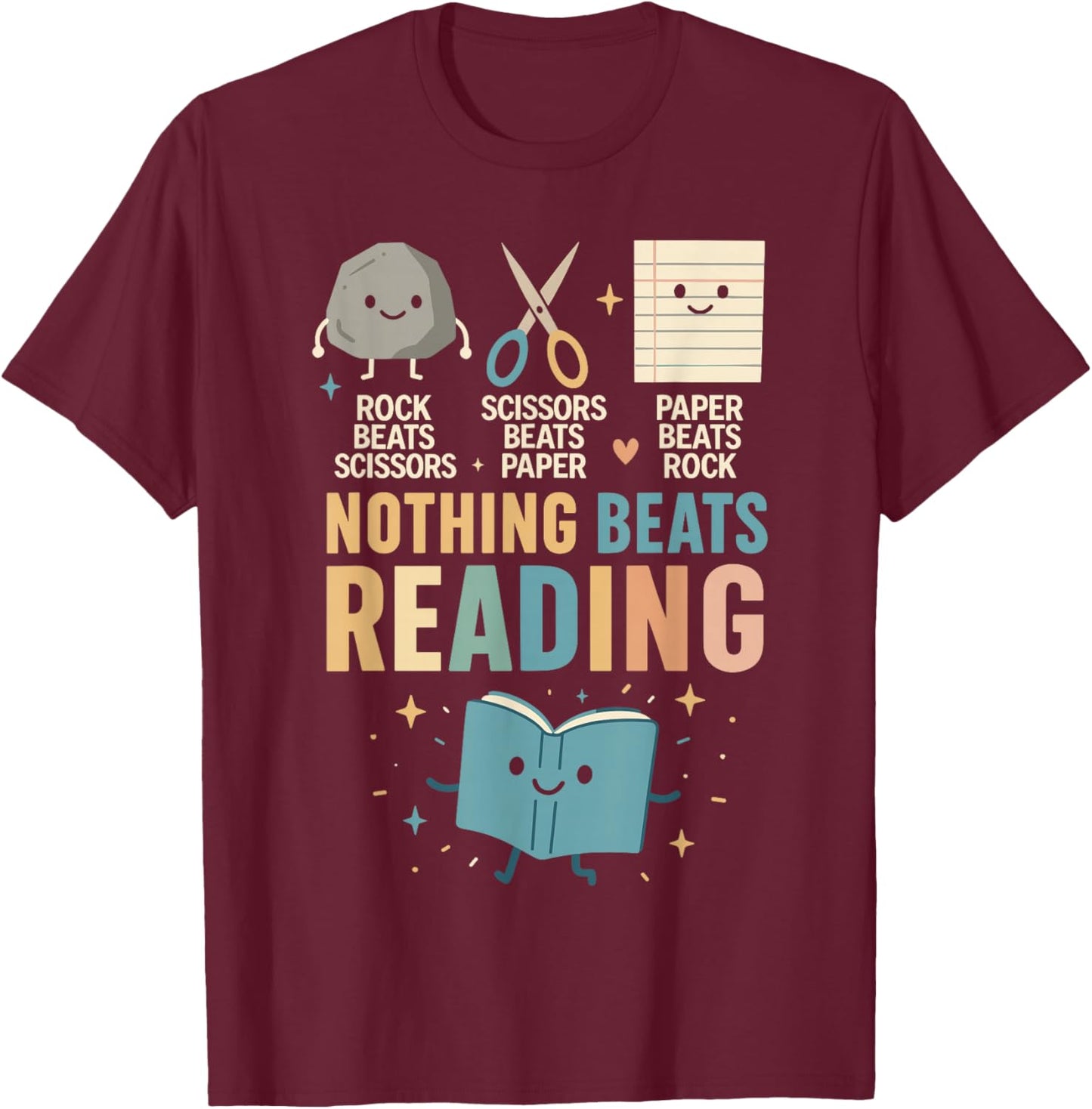 Booktrovert Shirt, Nothing Beat Reading Rock Paper Scissors T-Shirt - T-Shirt | Maroon