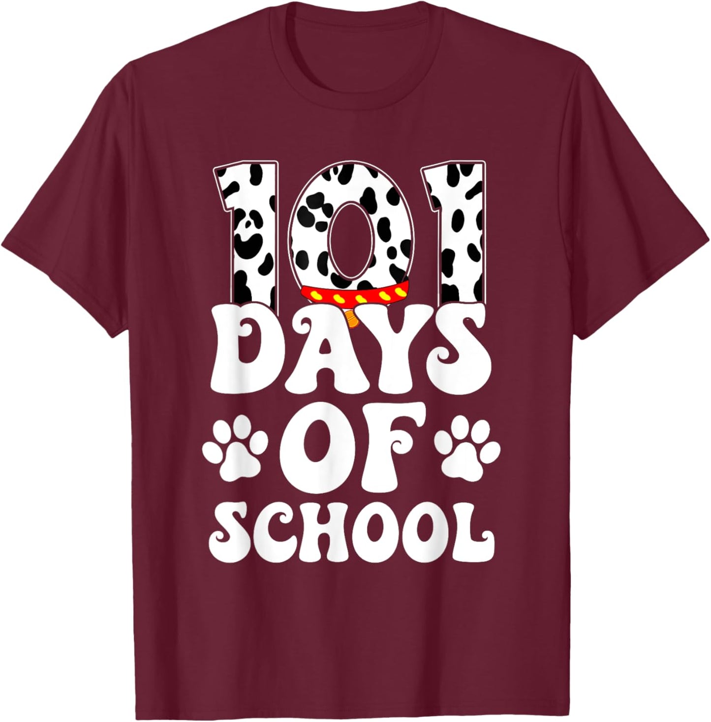 Happy 101 Days School Cute Dog Lover 100 Days Student Kids T-Shirt - T-Shirt | Maroon