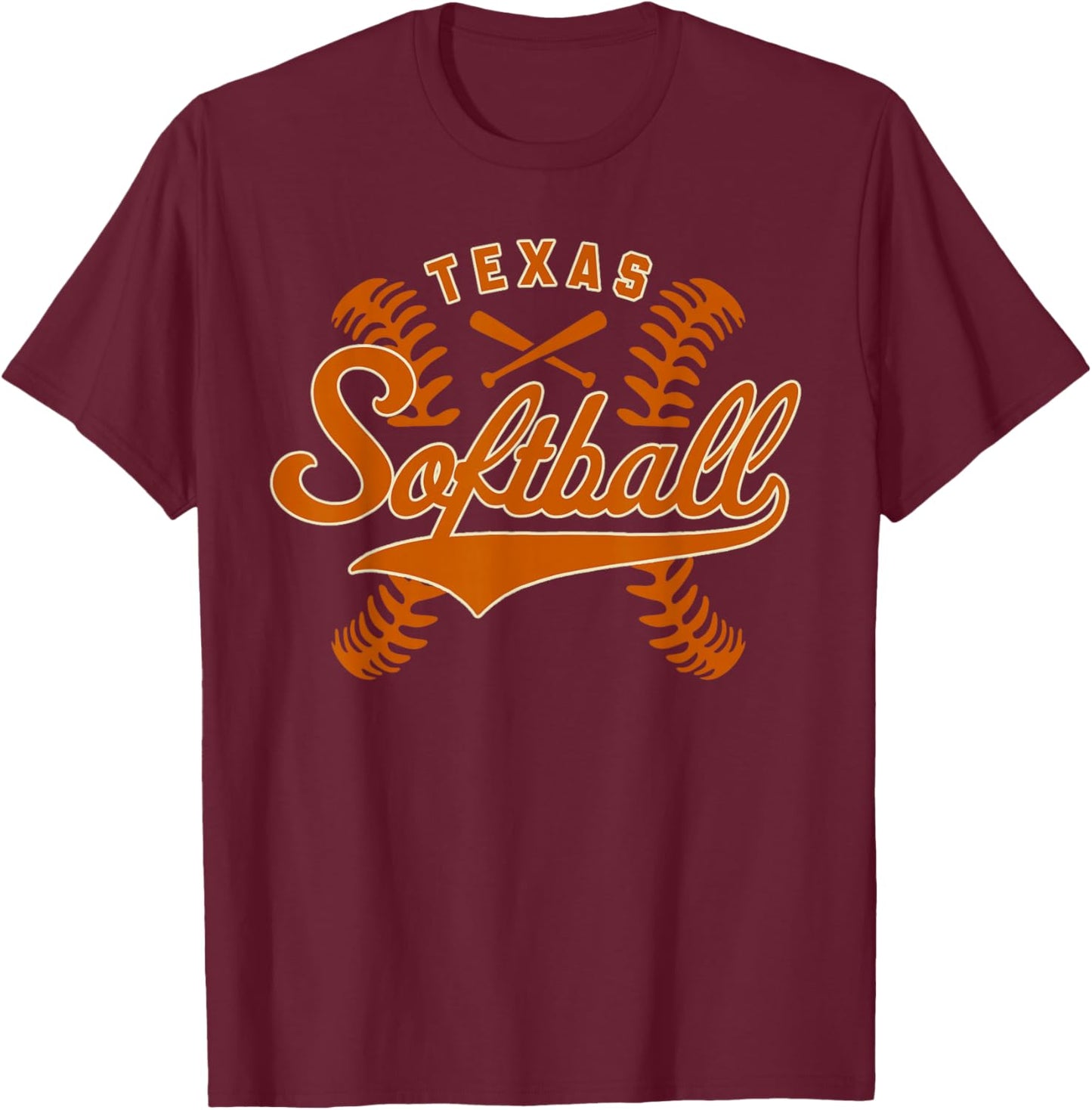 Texas Softball Vintage Kids Team Retro Softball Fan T-Shirt - T-Shirt | Maroon