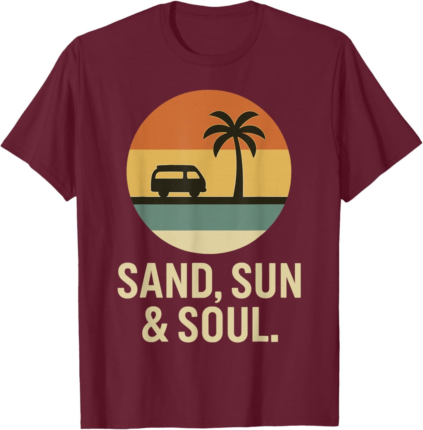 Sand Sun & Soul Sunset Palm Tree T-Shirt - T-Shirt | Maroon