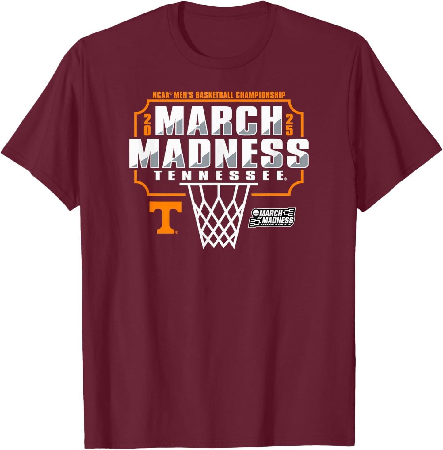 Tennessee Volunteers March Madness 2025 Men's Basketball T-Shirt - T-Shirt | Maroon
