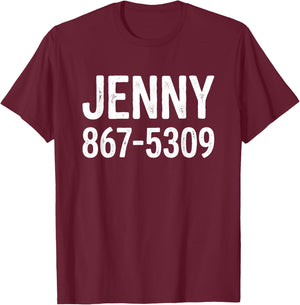 867-5309 Jenny T-Shirt - T-Shirt | Maroon