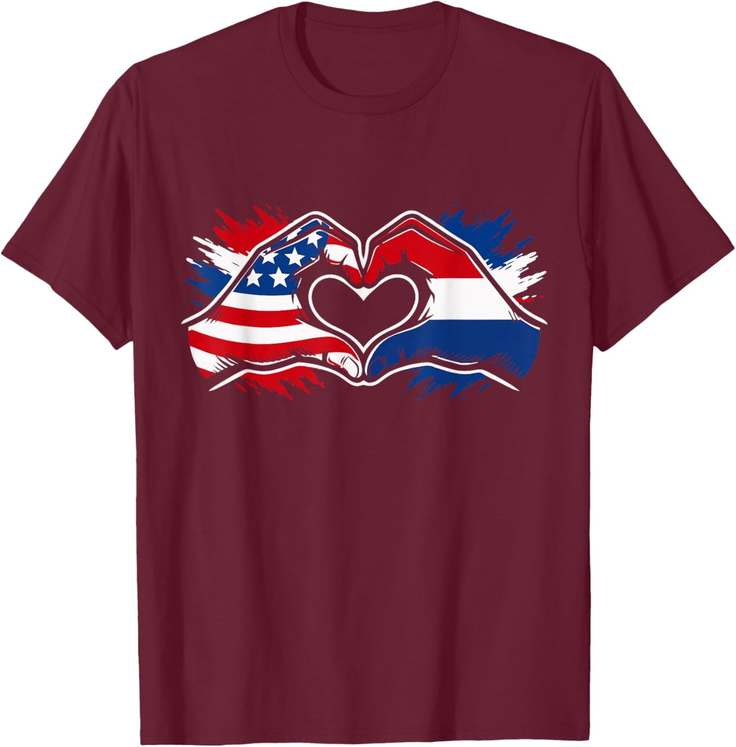 Dutch American Flag T-Shirt - T-Shirt | Maroon