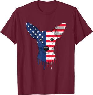 4th of July Chiweenie Dog American Flag Patriotic T-Shirt - T-Shirt | Maroon