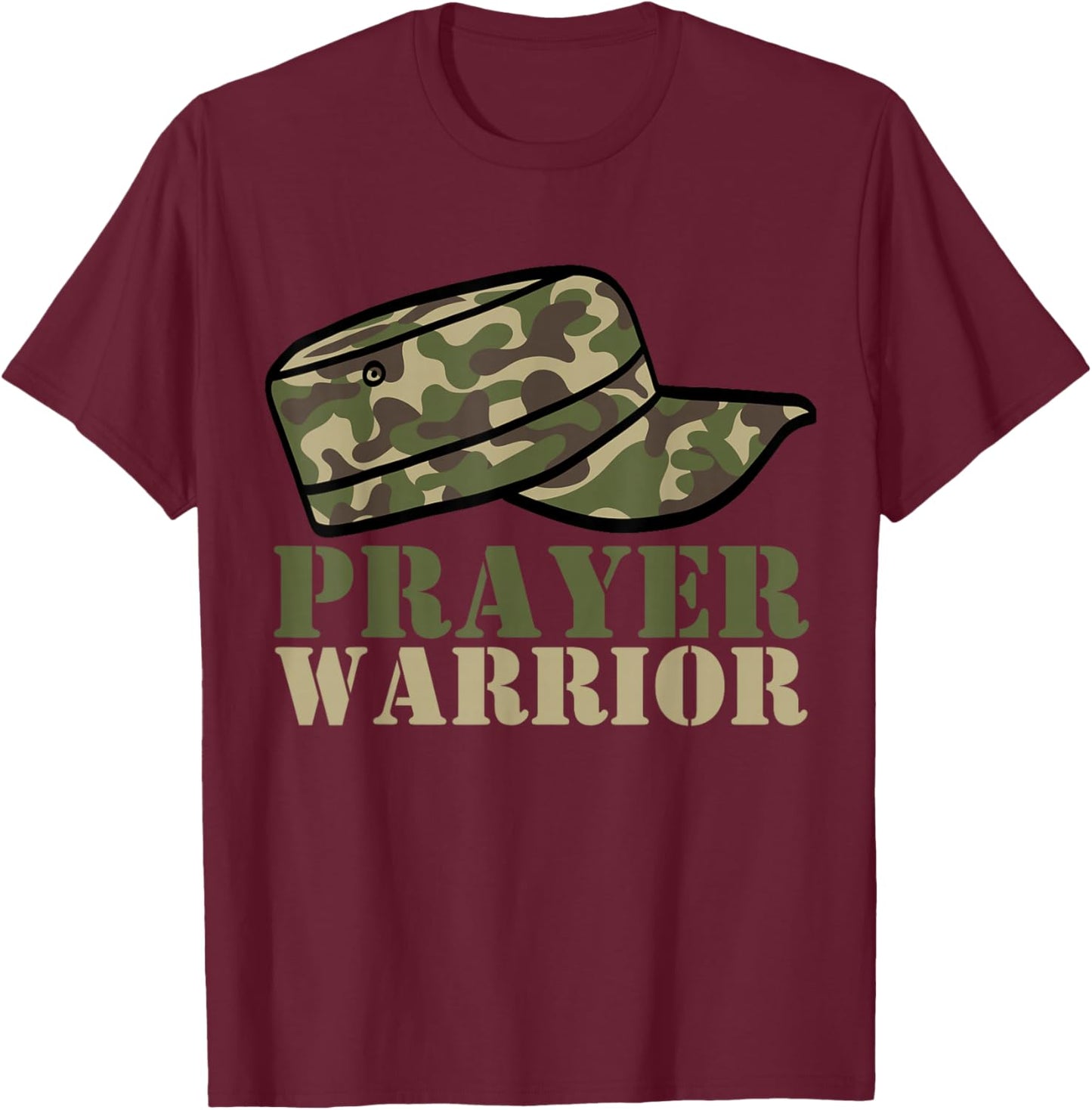 Prayer Warrior Camo God Jesus Christian Camouflage Hunting T-Shirt - T-Shirt | Maroon