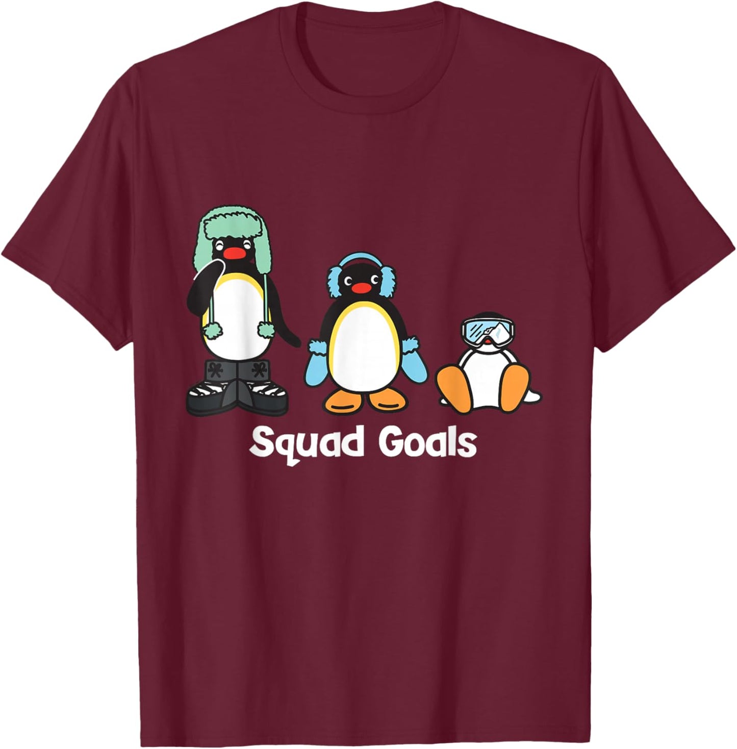 Pingu Squad Goals T-Shirt - T-Shirt | Maroon