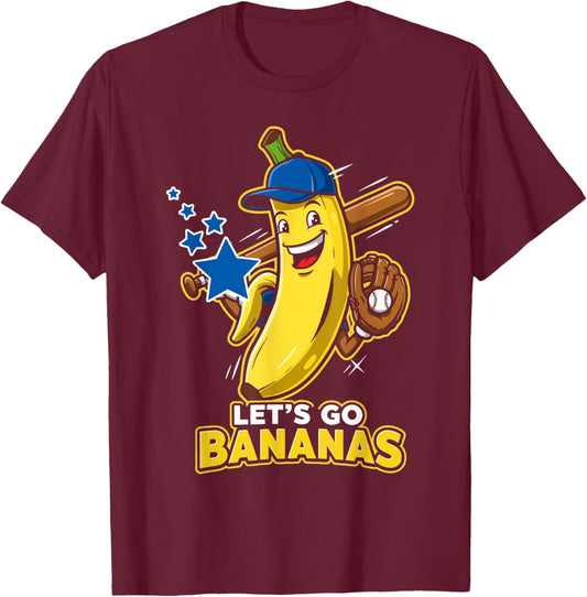 Funny Banana Shirts Gift Fruit Lovers Boys Lets Go Bananas T-Shirt - T-Shirt | Maroon