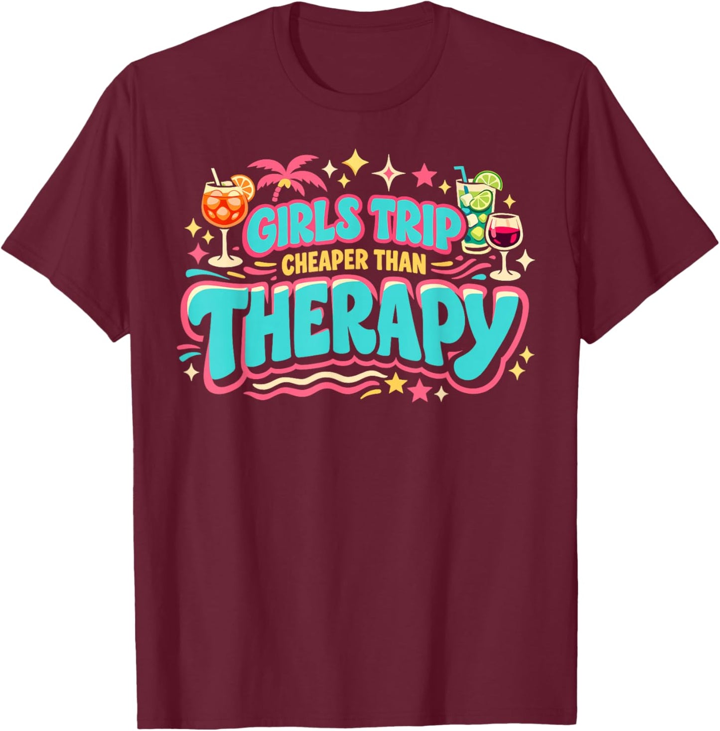 Girls Trip Woman Dress Retro Vacay Girls Weekend 2026 Travel T-Shirt - T-Shirt | Maroon