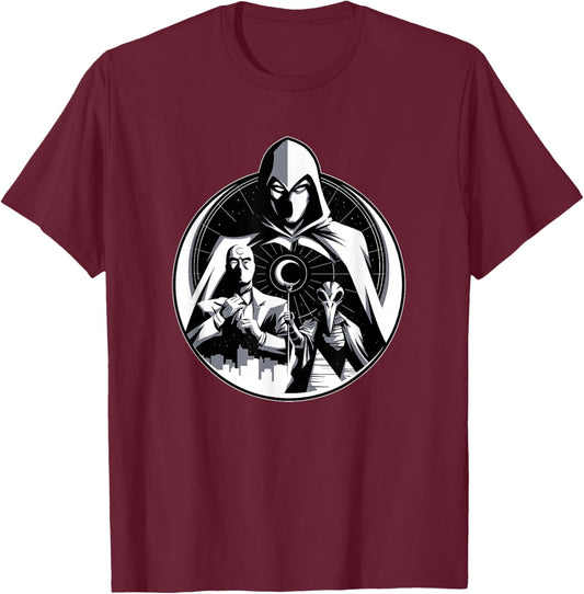 Marvel Moon Knight Mr Knight and Khonshu T-Shirt - T-Shirt | Maroon