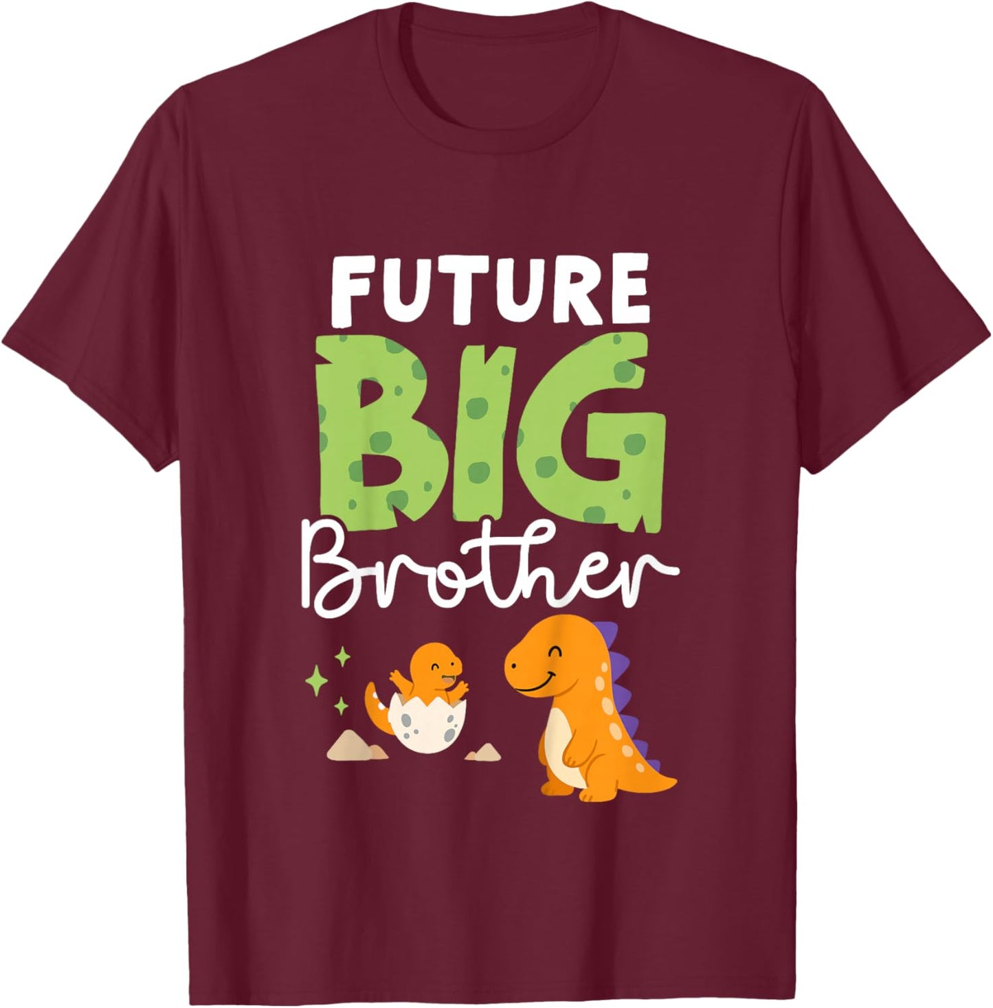 Kids Future Big Brother - Dinosaur 2nd Pregnancy Announcement T-Shirt - T-Shirt | Maroon