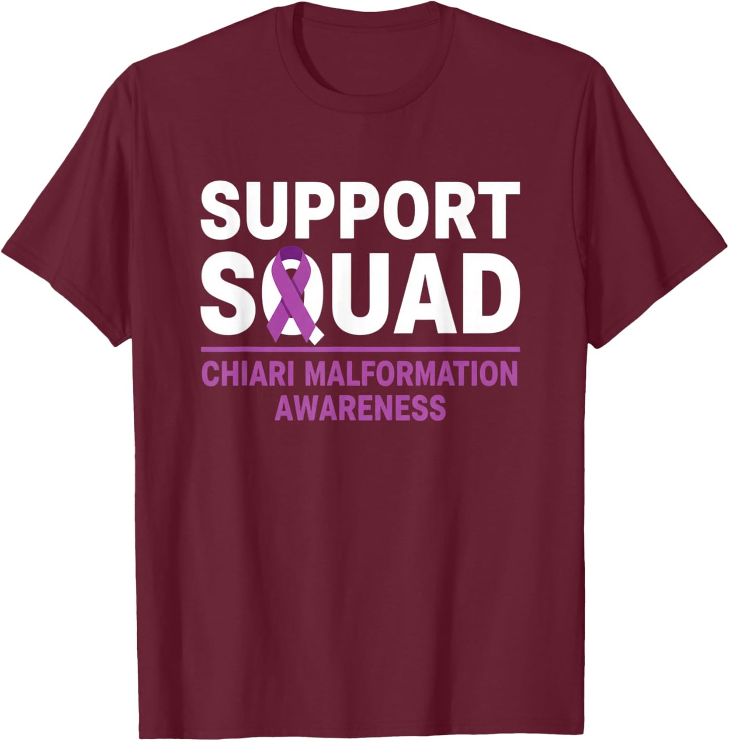 Chiari Malformation Awareness, Support Squad Purple Ribbon T-Shirt - T-Shirt | Maroon