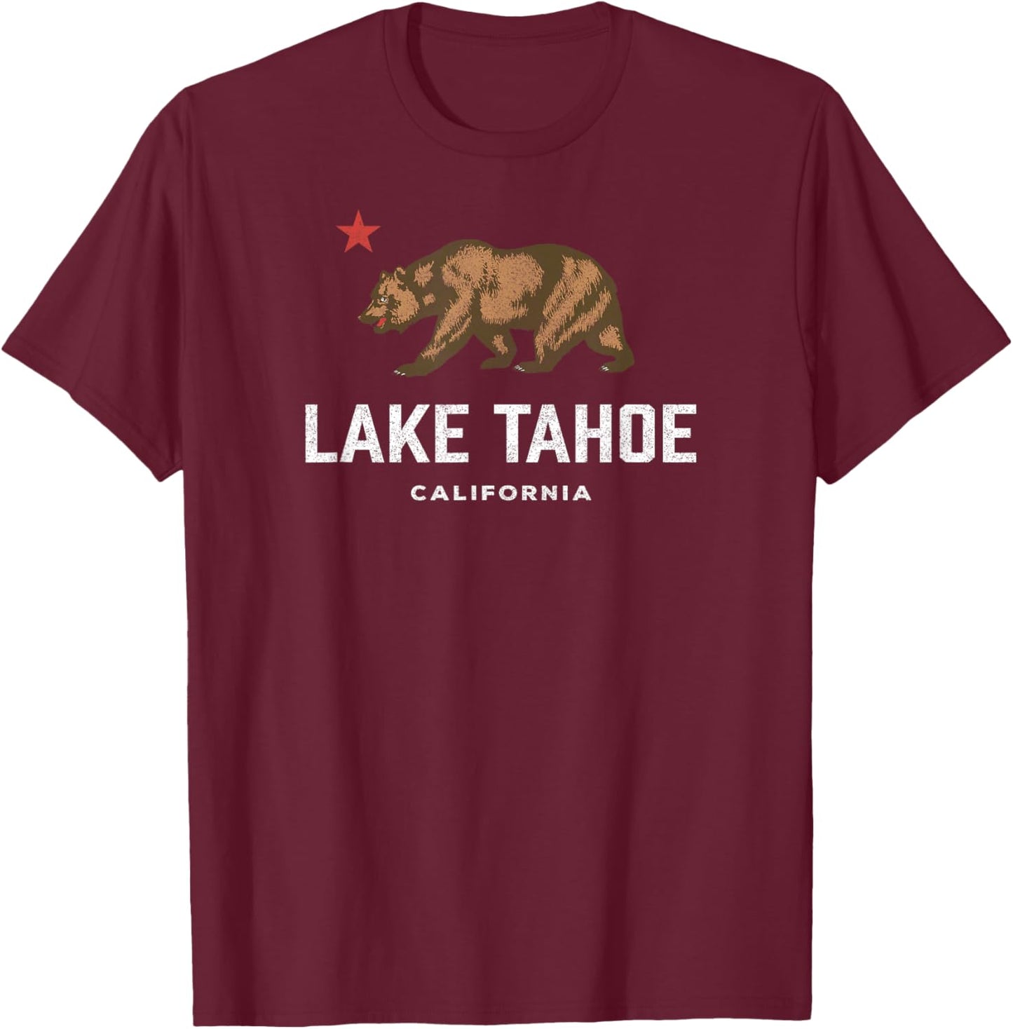 Vintage Lake Tahoe California Bear Souvenir T-Shirt - T-Shirt | Maroon