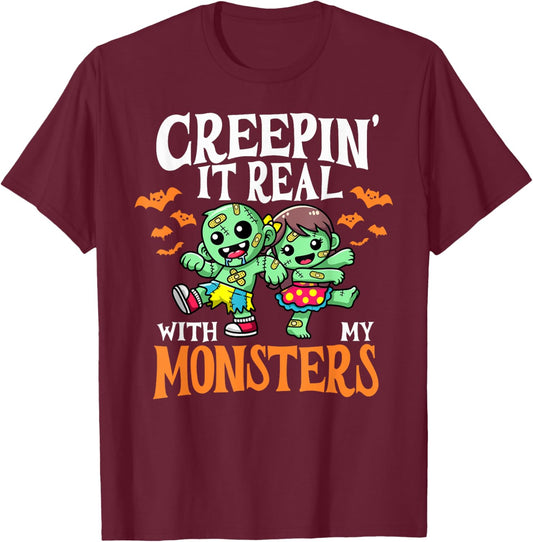 Creepin It Real Monster School Teacher Principal Halloween T-Shirt - T-Shirt | Maroon