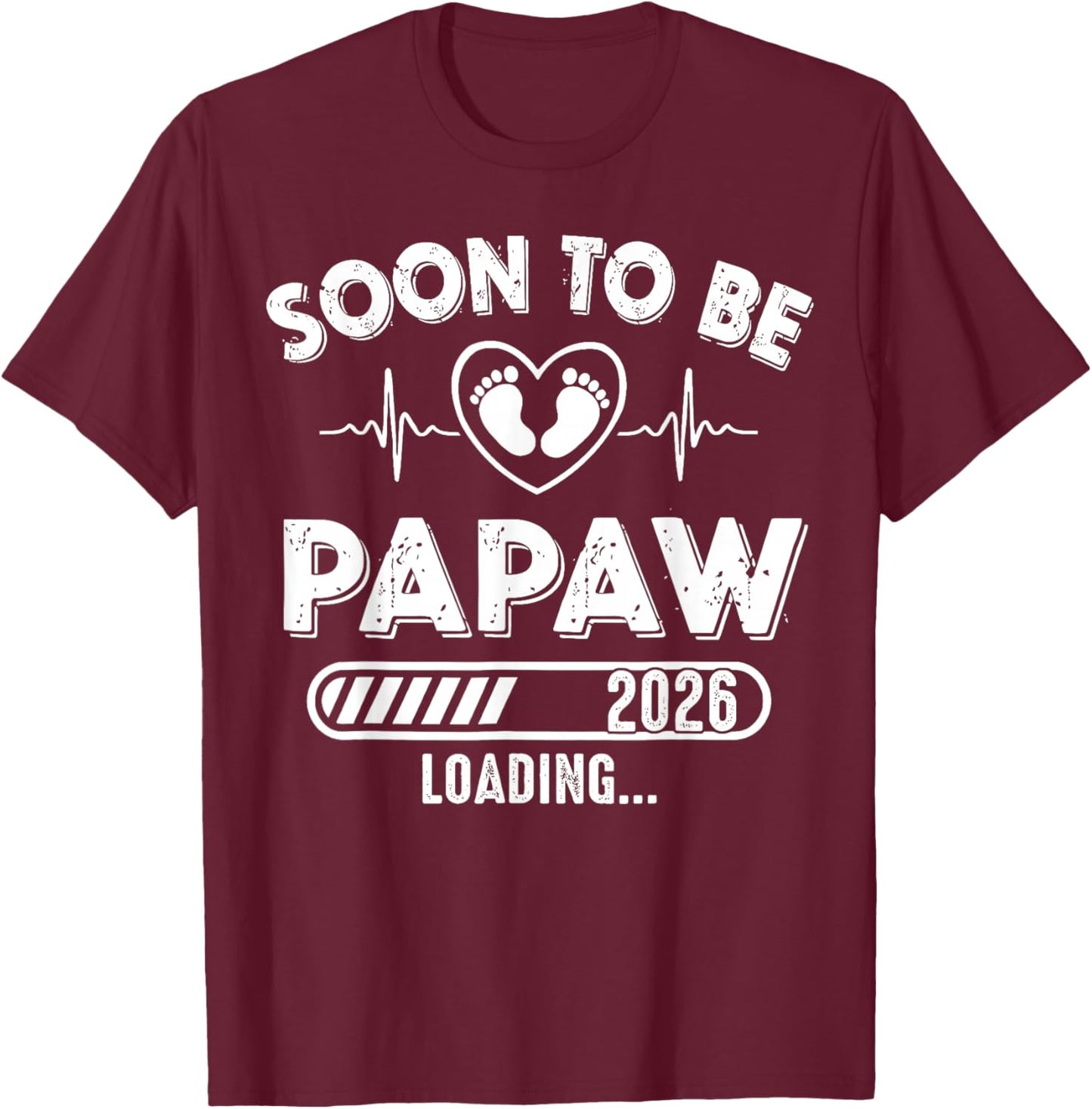 Soon to Be Papaw Est 2026 New Dad Father First Time T-Shirt - T-Shirt | Maroon