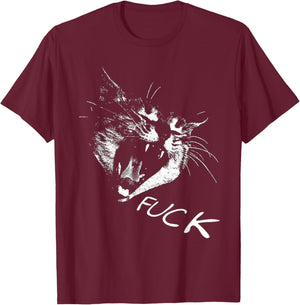 Angry - Screaming Cat - Fuck Yelling Art Women T-Shirt - T-Shirt | Maroon